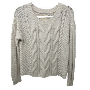 HOLLISTER Fisherman Cream‎ Cable Knit Crew Neck Sweater Women S Cozycore Snuggle